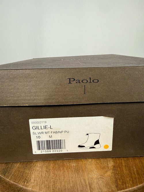 NWB Linea Paolo Gillie Silver Metallic Puffer Wedge Sneaker Boots Size 10