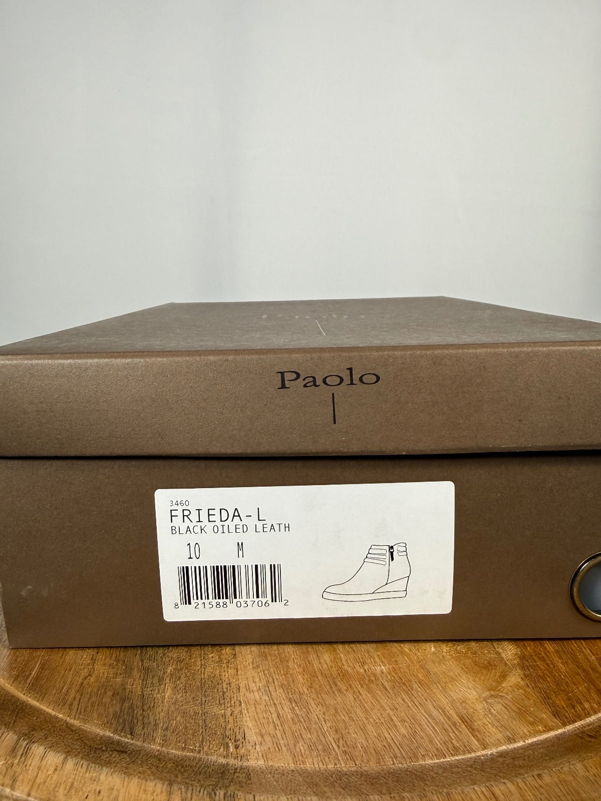NWB Linea Paolo Frieda Black Oiled Leather Wedge Sneakers Size 10
