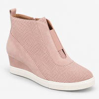 NWB Linea Paolo Anna Blush Perforated Suede Wedge Sneakers Size 10