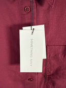 NWT Something Navy Burgundy Classic Button Up Long Sleeve Shirt Size Small