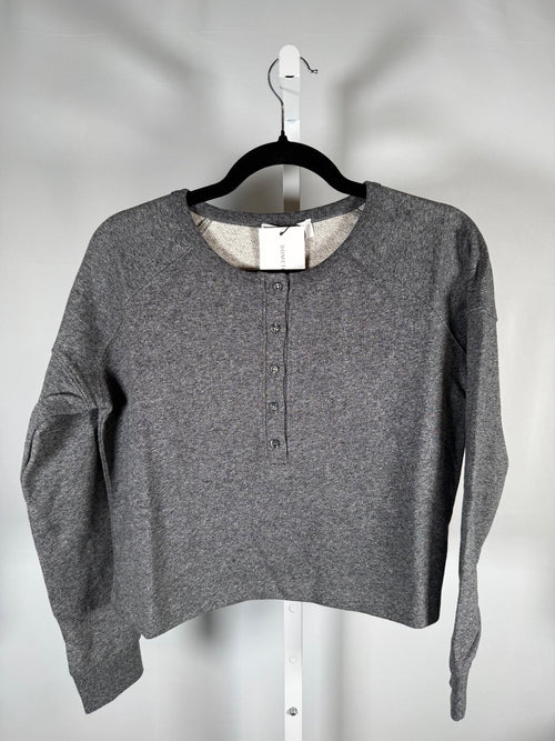 NWT Something Navy Heather Gray Henley Long Sleeve Sweatshirt Size XS