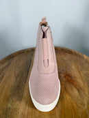 NWB Linea Paolo Anna Blush Perforated Suede Wedge Sneakers Size 10