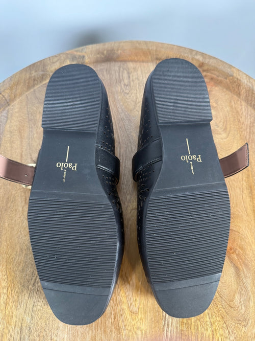 NWB Linea Paolo Miller Black Nappa Leather Mary Jane Flats Size 5