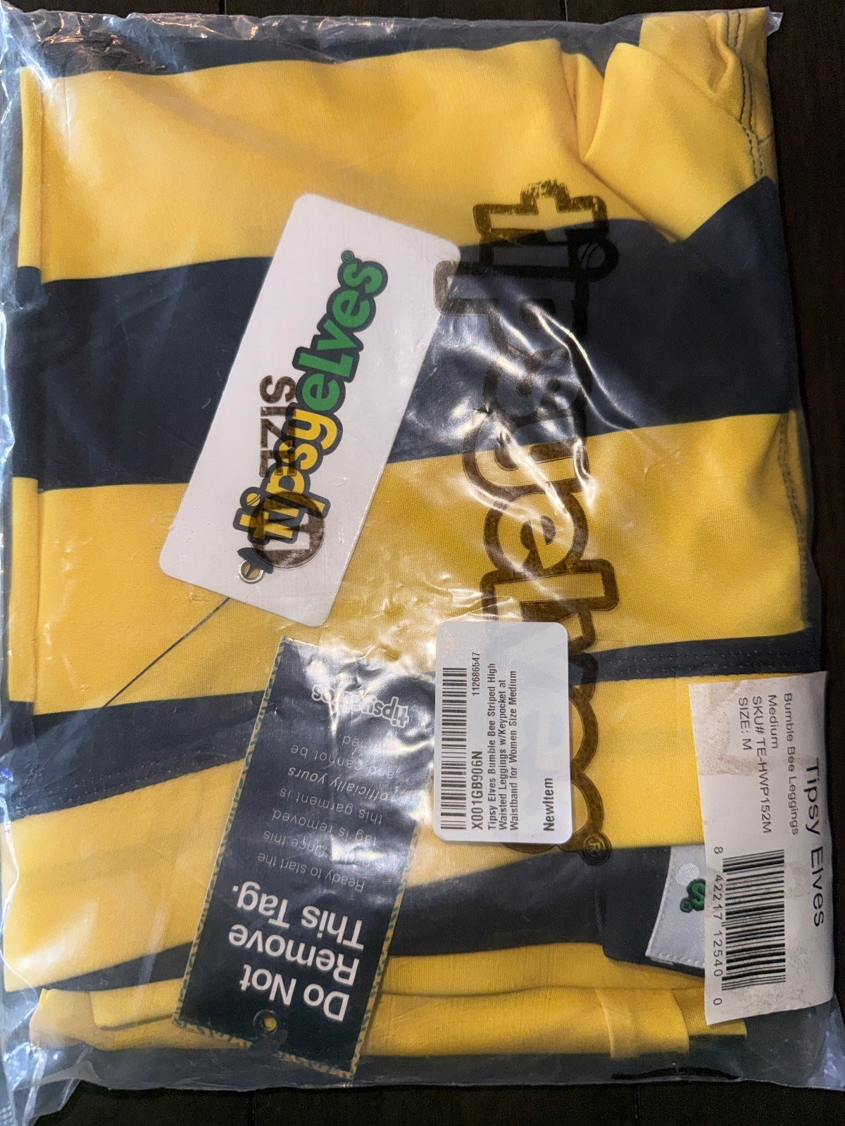 NWT Tipsy Elves Bumblebee Striped Halloween Leggings Size Medium