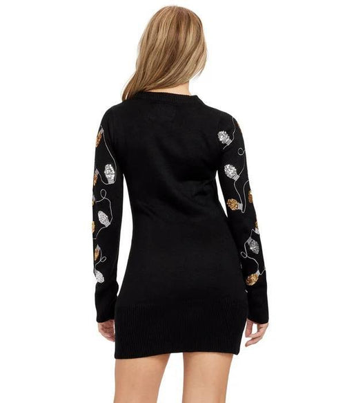 NWT Tipsy Elves Women's Christmas Light Strand Sequin Sweater Dress Size Medium