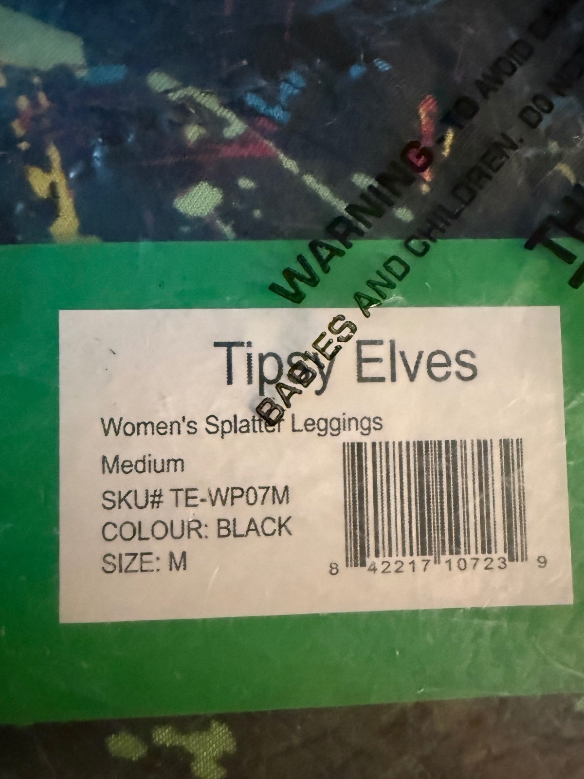 NWT Tipsy Elves Neon Splatter Women's Leggings Medium