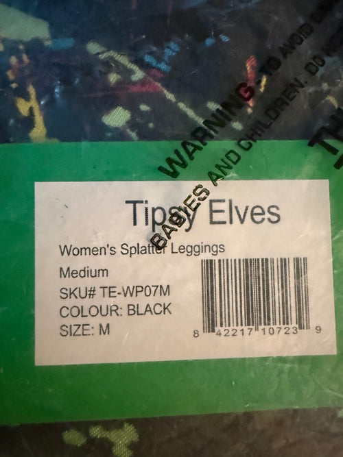 NWT Tipsy Elves Neon Splatter Women's Leggings Medium