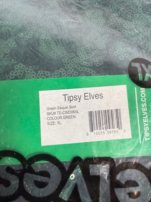 NWT Tipsy Elves Women's Green Sequin Skirt Size XL