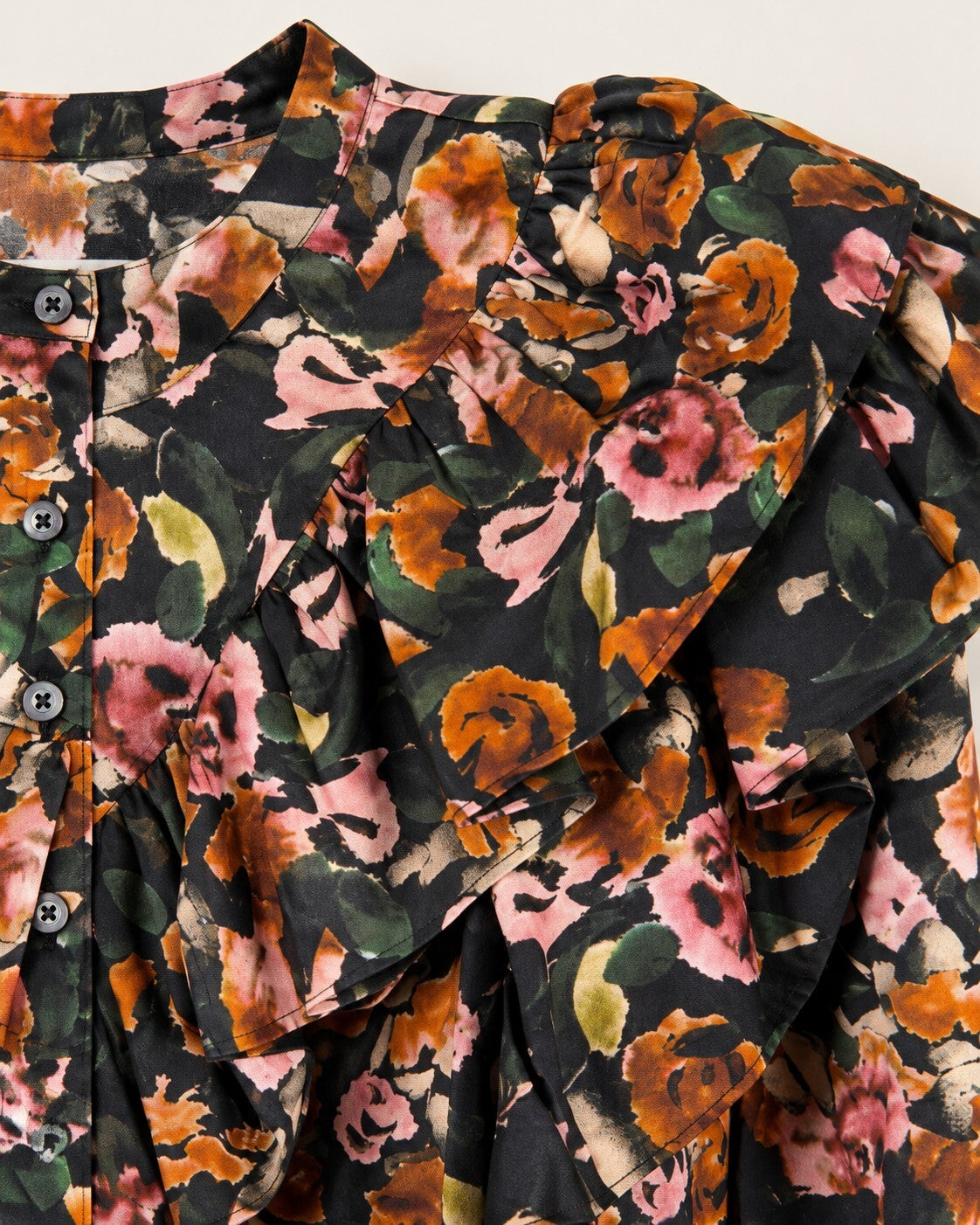 NWT Something Navy Floral Ruffle Button Up Dress Black Combo Size Small