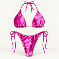 NWT CUPSHE Women’s Pink Triangle Tie Side Bikini Set Size Small