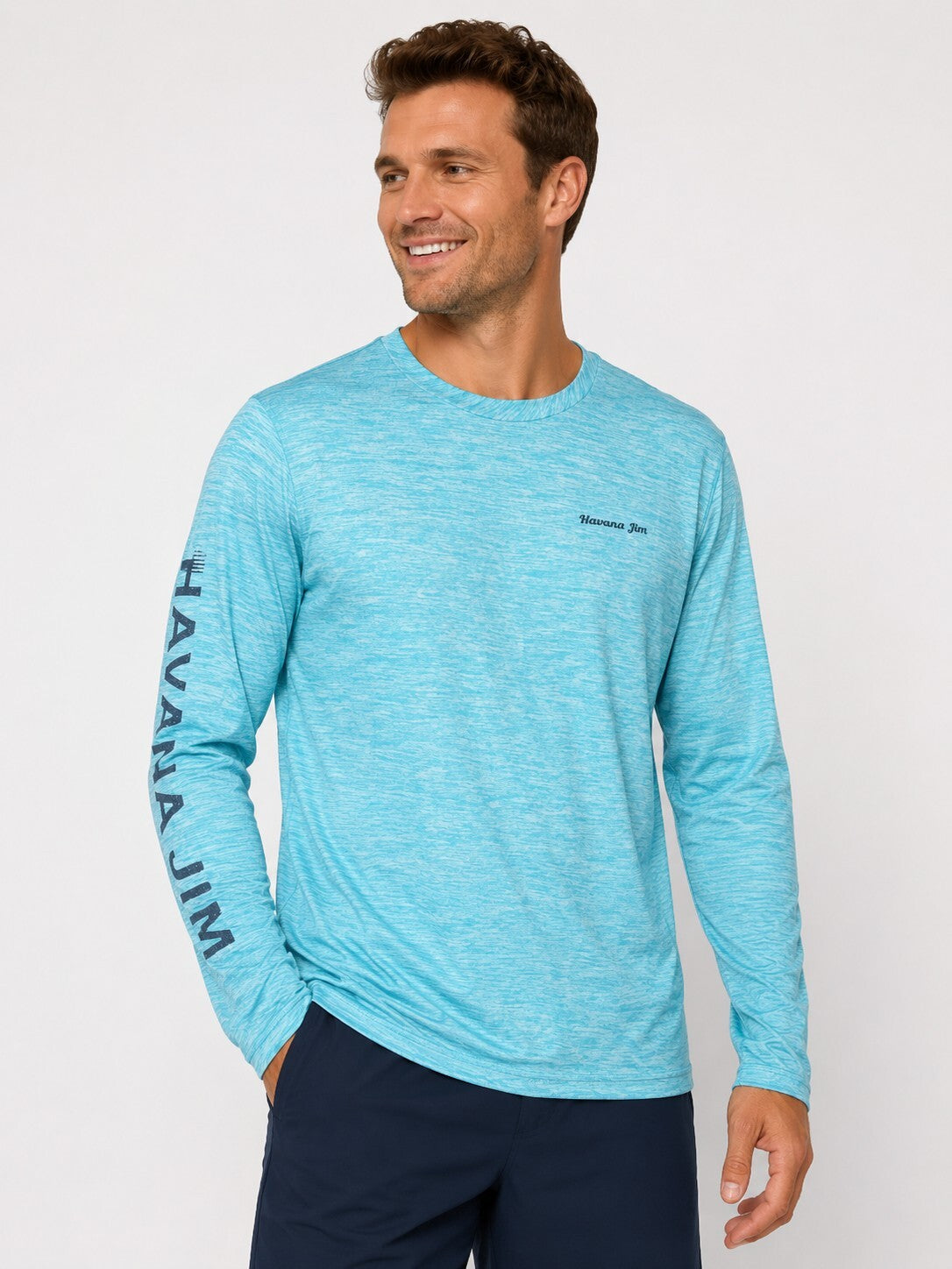NWT Havana Jim Performance Fishing Long Sleeve Shirt Aqua Blue Medium