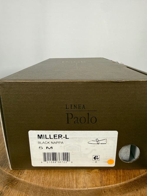 NWB Linea Paolo Miller Black Nappa Leather Mary Jane Flats Size 5