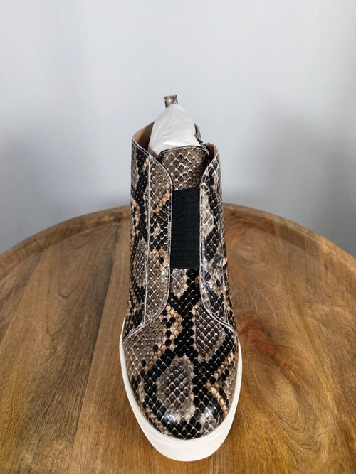 NWB Linea Paolo Felicia 3 Python Print Leather Wedge Sneakers Size 6.5