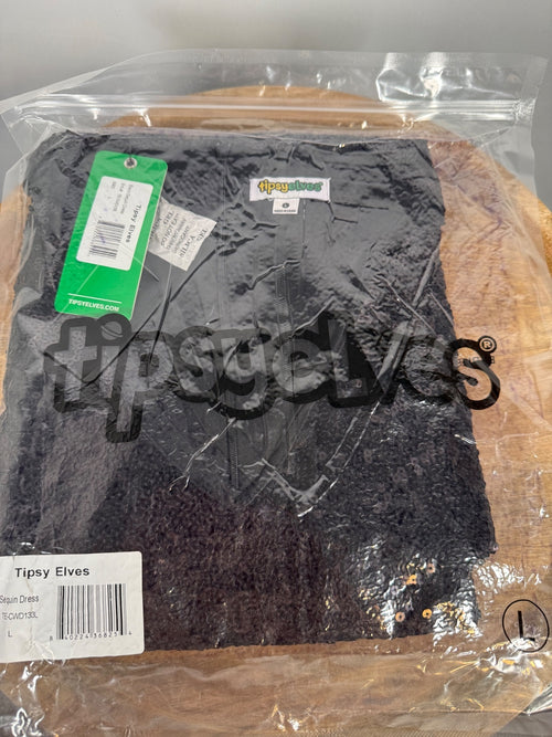 NWT Tipsy Elves Women's Black Sequin Dress Size Large