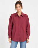 NWT Something Navy Burgundy Classic Button Up Long Sleeve Shirt Size Small