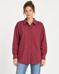 NWT Something Navy Burgundy Classic Button Up Long Sleeve Shirt Size Small