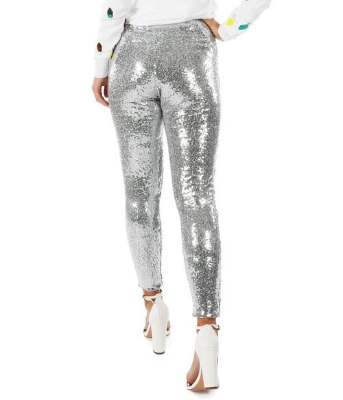 NWT Tipsy Elves Silver Sequin High Waisted Leggings Size Large