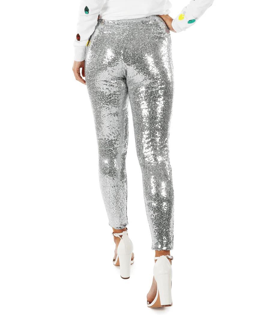 NWT Tipsy Elves Silver Sequin High Waisted Leggings Size Large