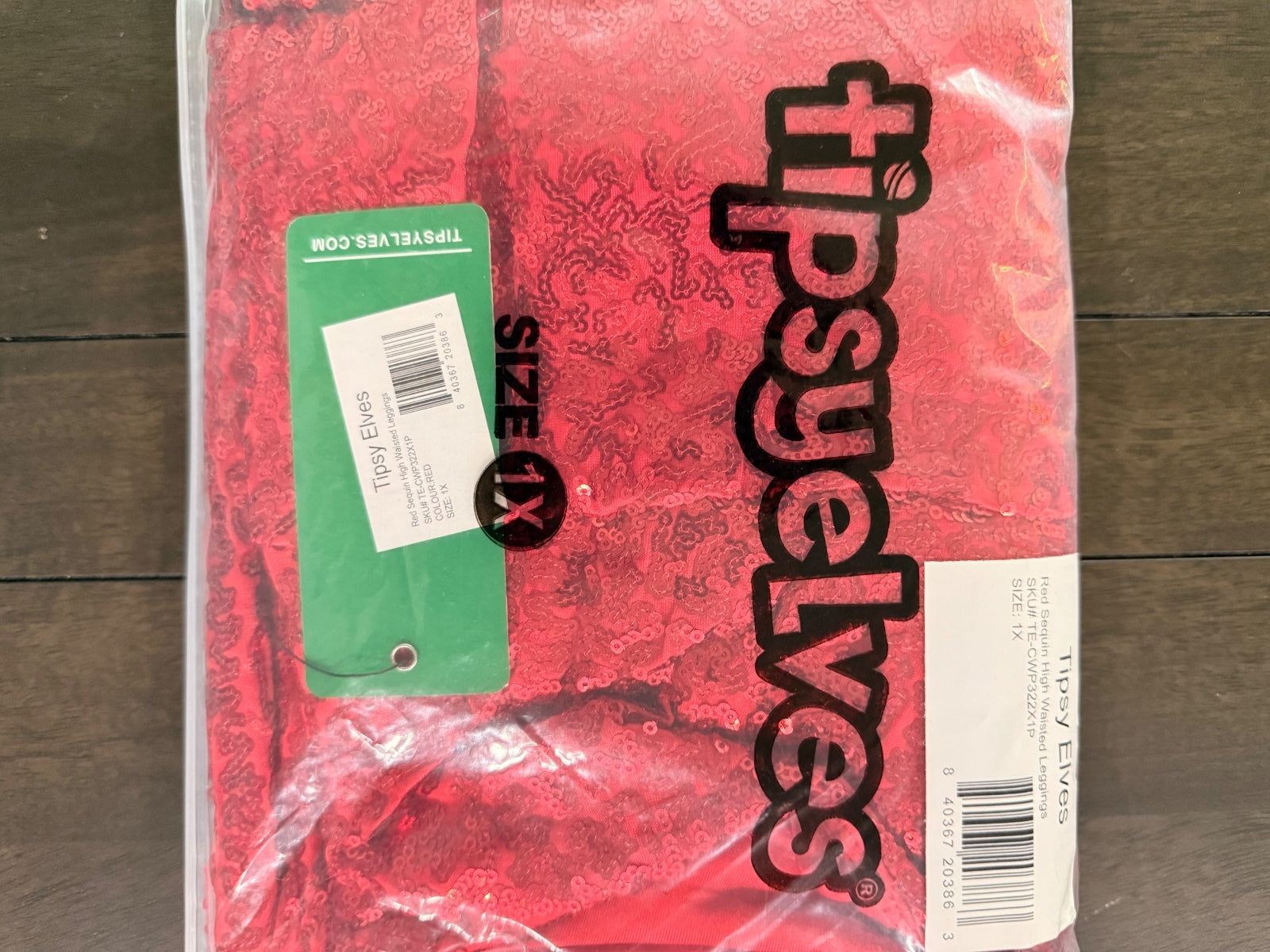 NWT Tipsy Elves Red Sequin High Waisted Leggings Size 1X