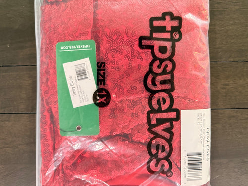 NWT Tipsy Elves Red Sequin High Waisted Leggings Size 1X