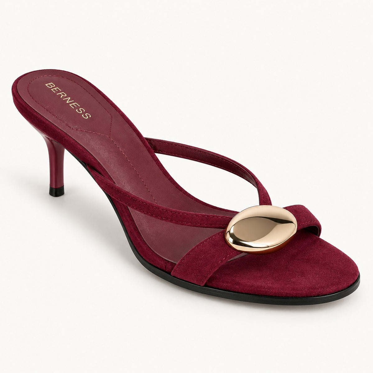 NWB Berness Royalty Wine Gold Accent Heeled Sandals Women's Size 7.5