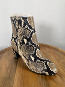 NWB Linea Paolo Wylda Natural Snake Print Leather Block Heel Ankle Boot Size 5.5