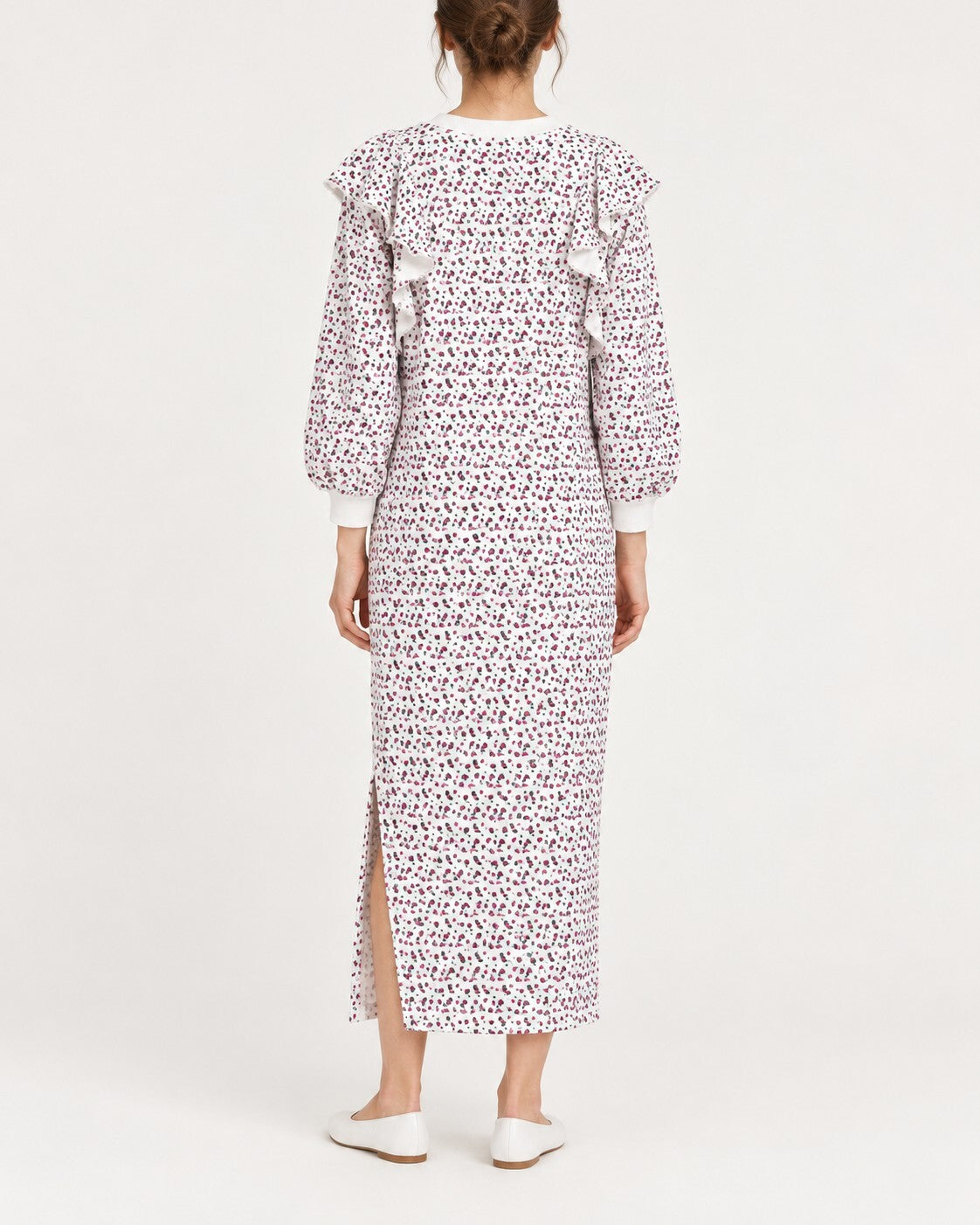 NWT Something Navy Meghan Floral Ruffle Sweatshirt Dress White Size M