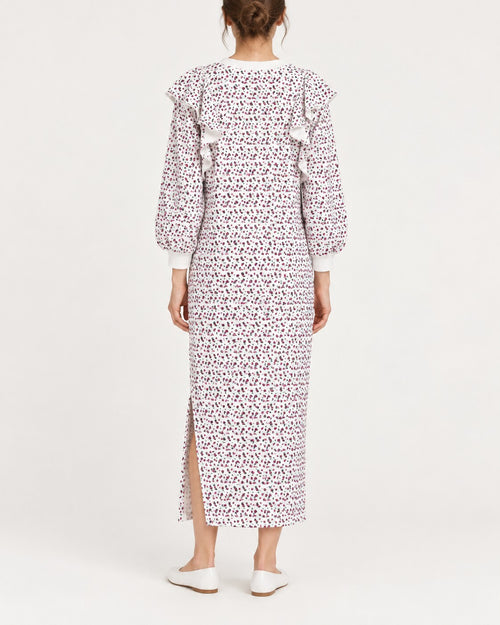 NWT Something Navy Meghan Floral Ruffle Sweatshirt Dress White Size M