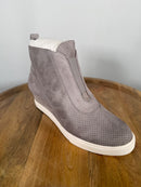 NWB Linea Paolo Anna Rock Gray Perforated Kid Suede Wedge Sneakers Size 5.5