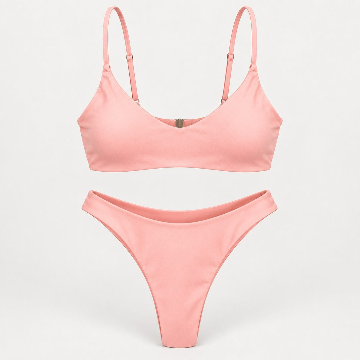 NWT Cupshe Pink Scoop Neck High Cut Cheeky Two Piece Bikini Swimsuit Size M