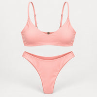 NWT Cupshe Pink Scoop Neck High Cut Cheeky Two Piece Bikini Swimsuit Size M
