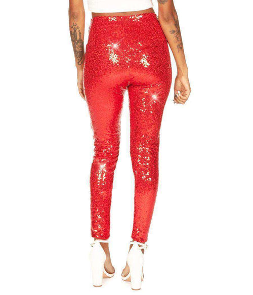 NWT Tipsy Elves Red Sequin High Waisted Leggings Size Small