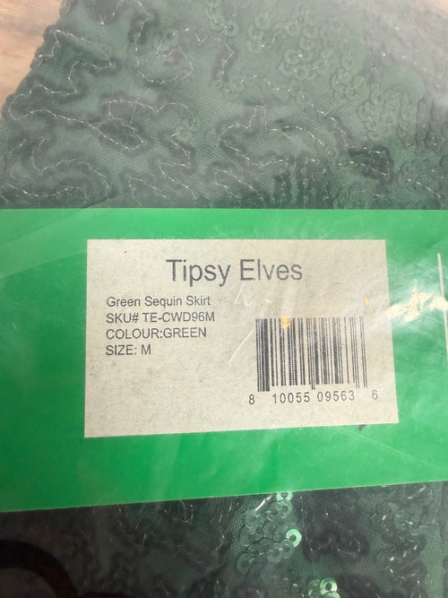 NWT Tipsy Elves Women's Green Sequin Skirt Size Medium