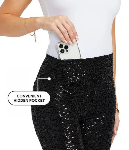 NWT Tipsy Elves Women's Black Sequin High Waisted Leggings Size XS