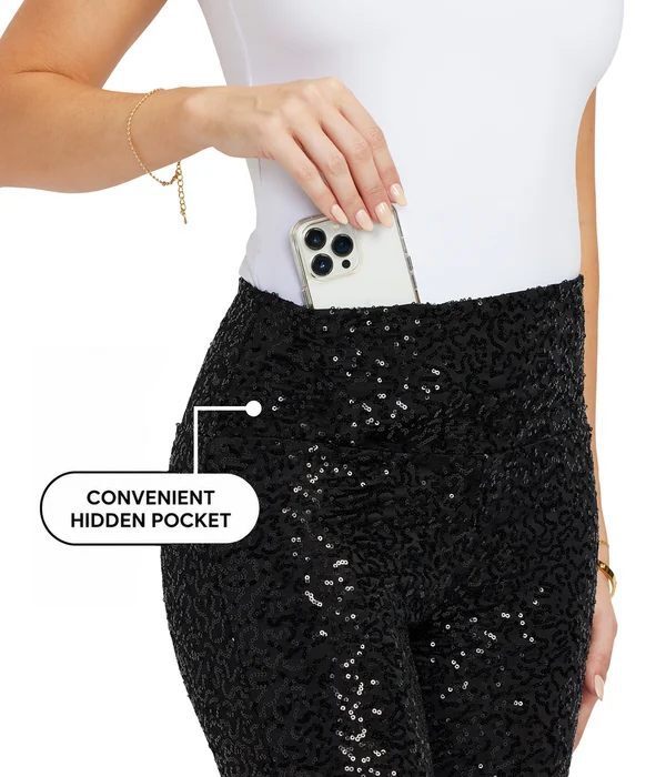 NWT Tipsy Elves Women's Black Sequin High Waisted Leggings Size XS