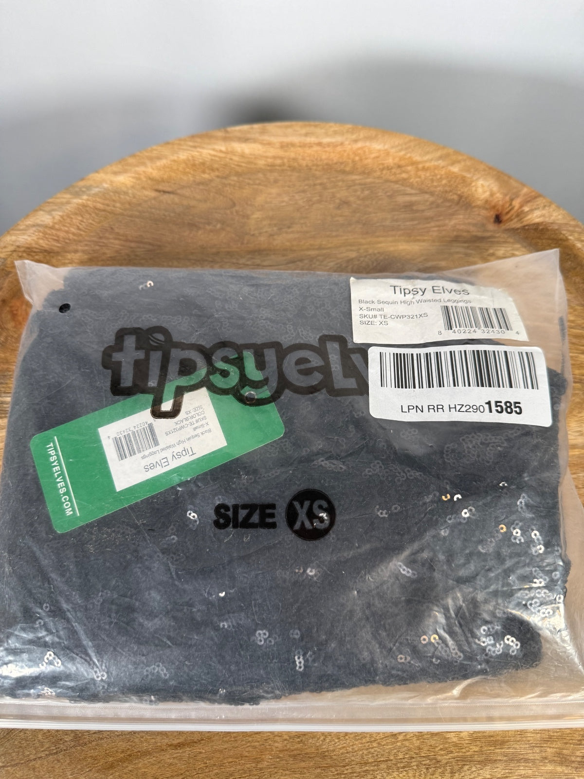 NWT Tipsy Elves Women's Black Sequin High Waisted Leggings Size XS