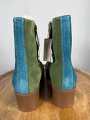 NWB Lazo Siren Labradorite Blue Verdite Green Ankle Boots Women's Size 9