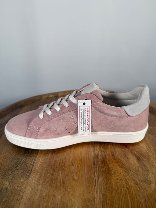 NWB Lazo Halo Morganite Pink Milky Way White Sneakers Women's Size 7.5