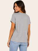NWT Six Fifty Heather Gray Twist Front Short Sleeve Top Size Large