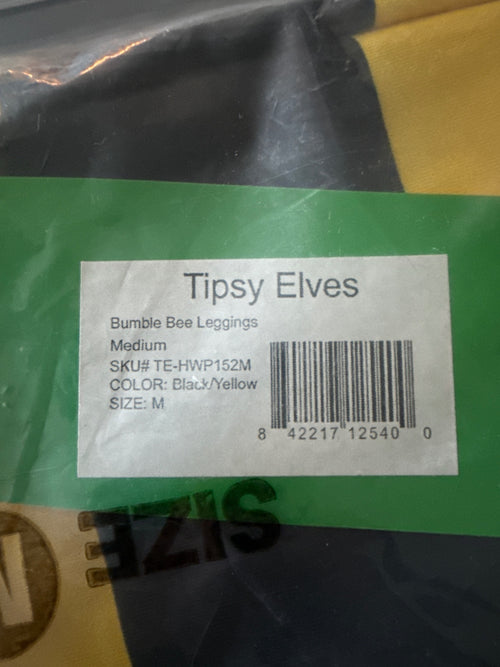 NWT Tipsy Elves Bumblebee Striped Halloween Leggings Size Medium