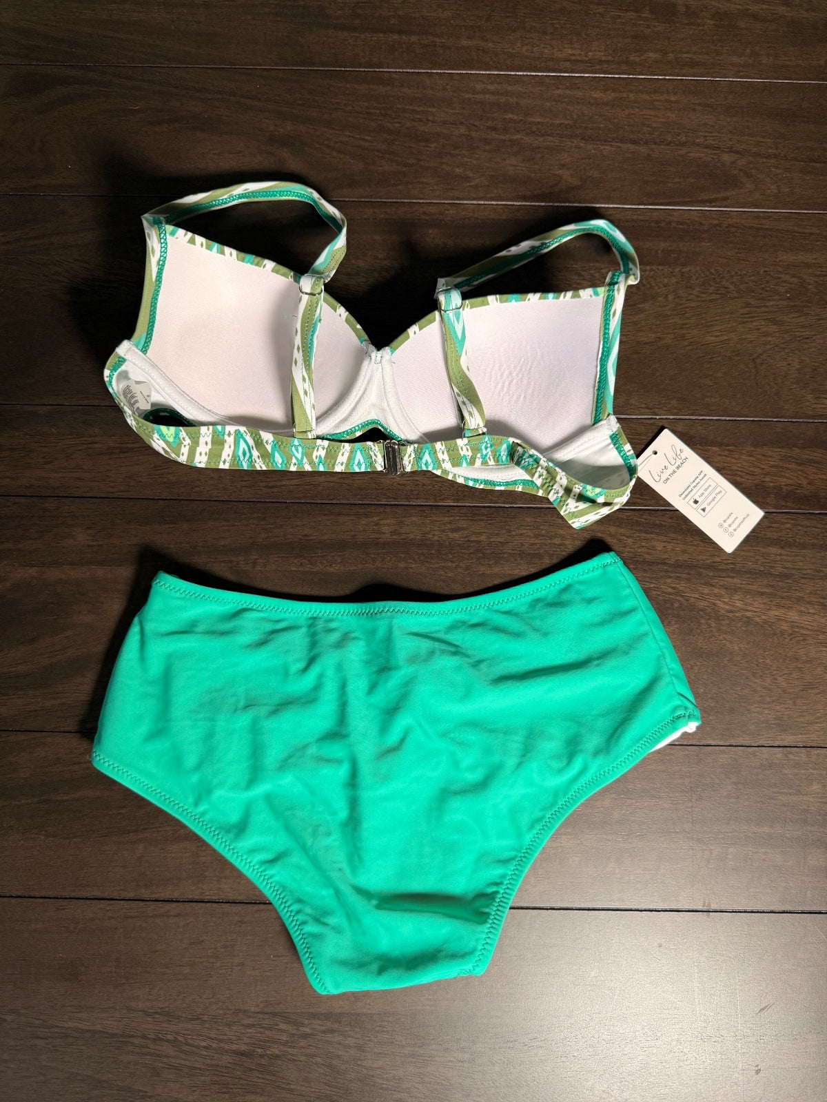 NWT Cupshe Green Ruched Two Piece Bikini Swimsuit Size Small