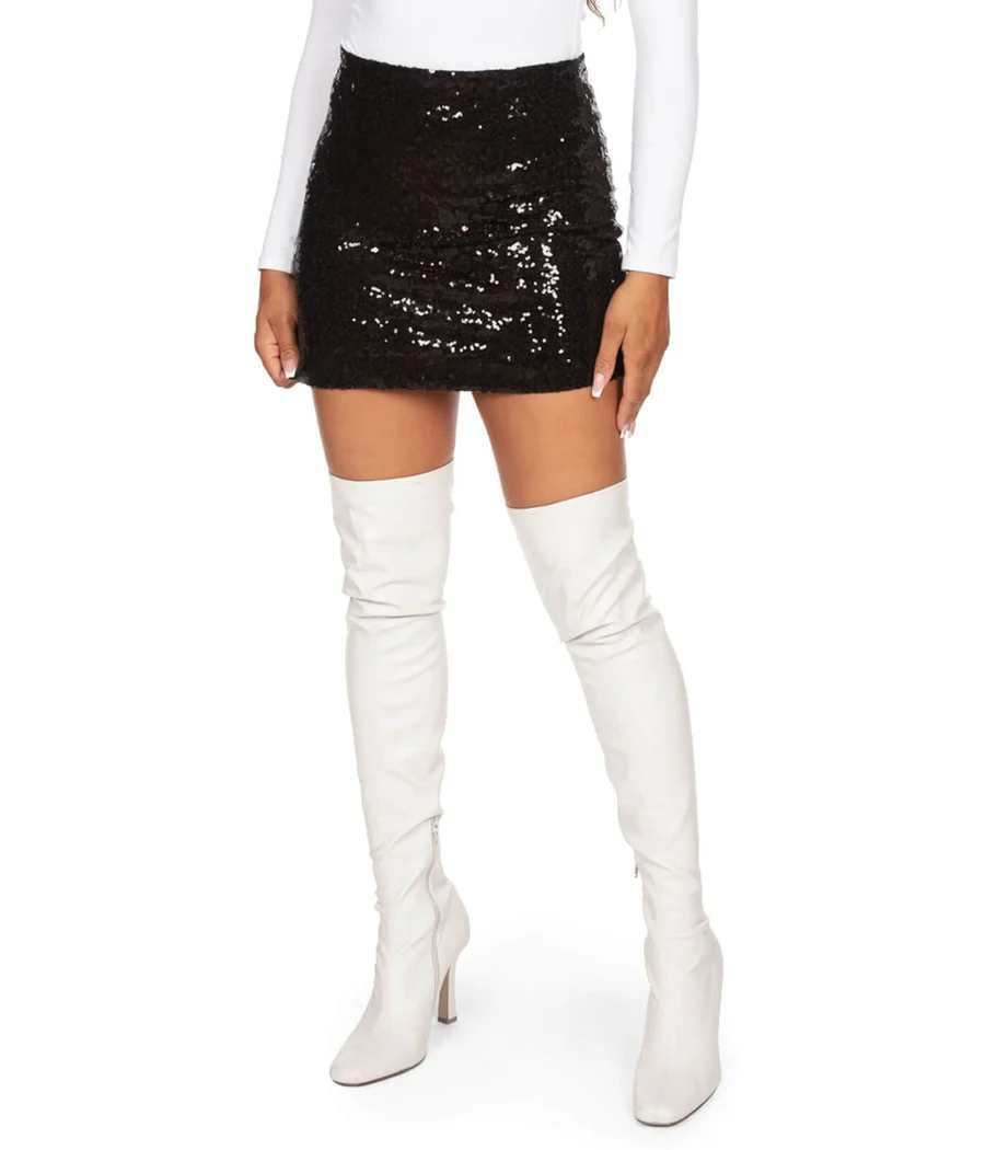NWT Tipsy Elves Women's Black Sequin Skirt Size Large