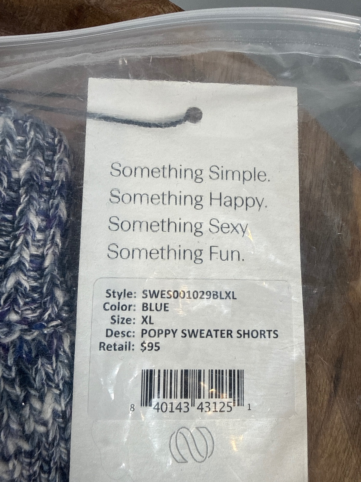 NWT Something Navy Poppy Blue Marled Knit Sweater Shorts Size XL