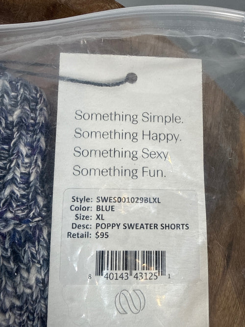 NWT Something Navy Poppy Blue Marled Knit Sweater Shorts Size XL