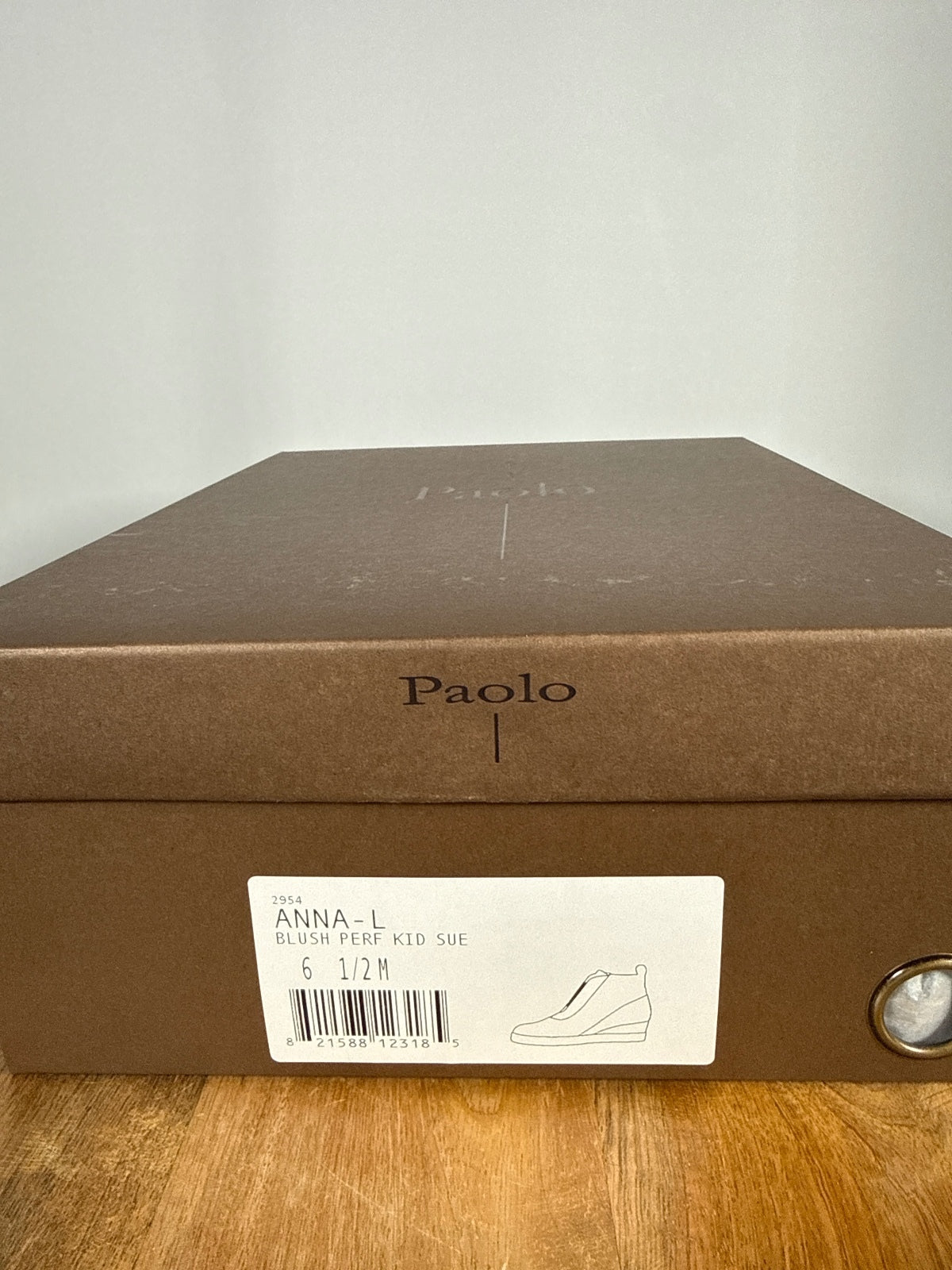 NWB Linea Paolo Anna Blush Perforated Suede Wedge Sneakers Size 6.5