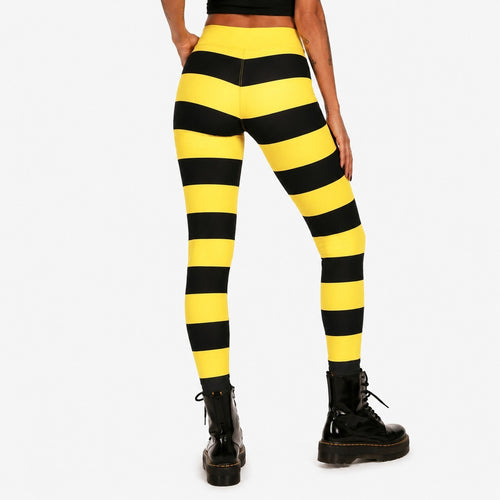 NWT Tipsy Elves Bumblebee Striped Halloween Leggings Size Medium