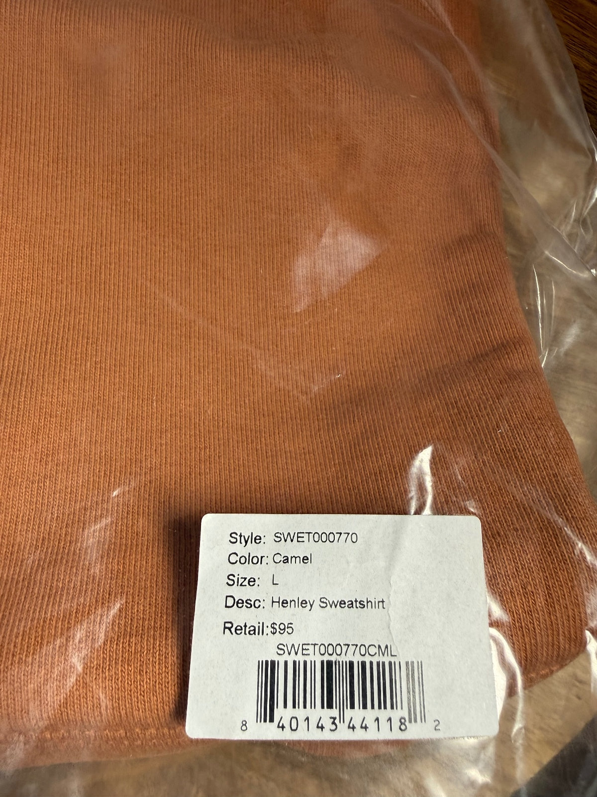 NWT Something Navy Camel Henley Sweatshirt Size Large