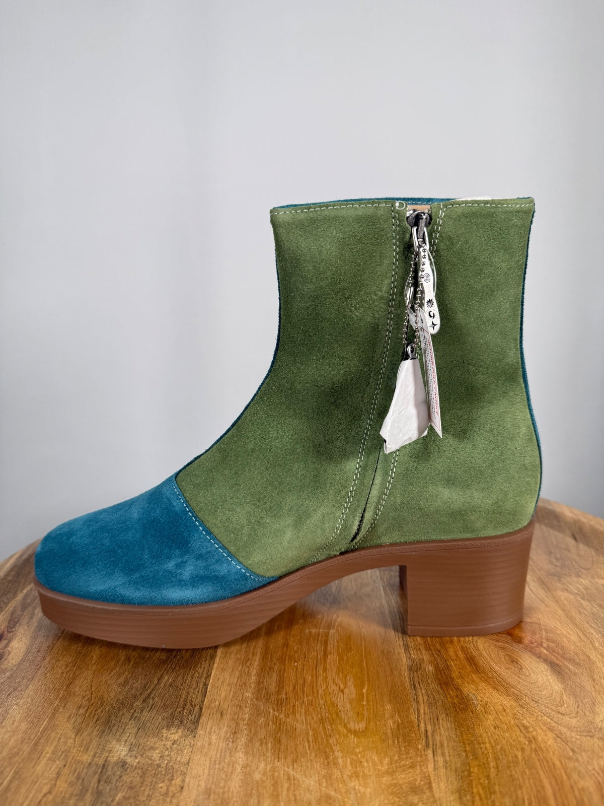NWB Lazo Siren Labradorite Blue Verdite Green Ankle Boots Women's Size 9