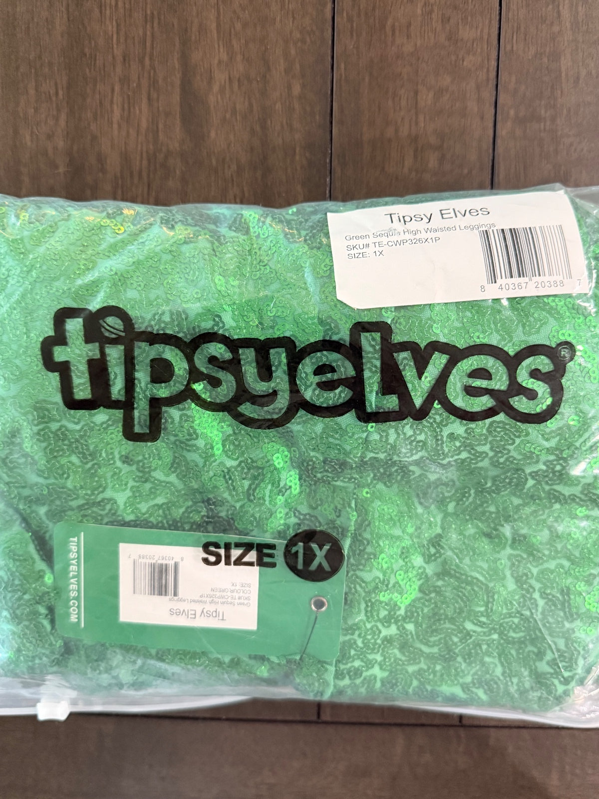 NWT Tipsy Elves Green Sequin High Waisted Leggings Size 1X