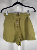 NWT Something Navy Ryan Paperbag Green Shorts Frayed Hem Size Small